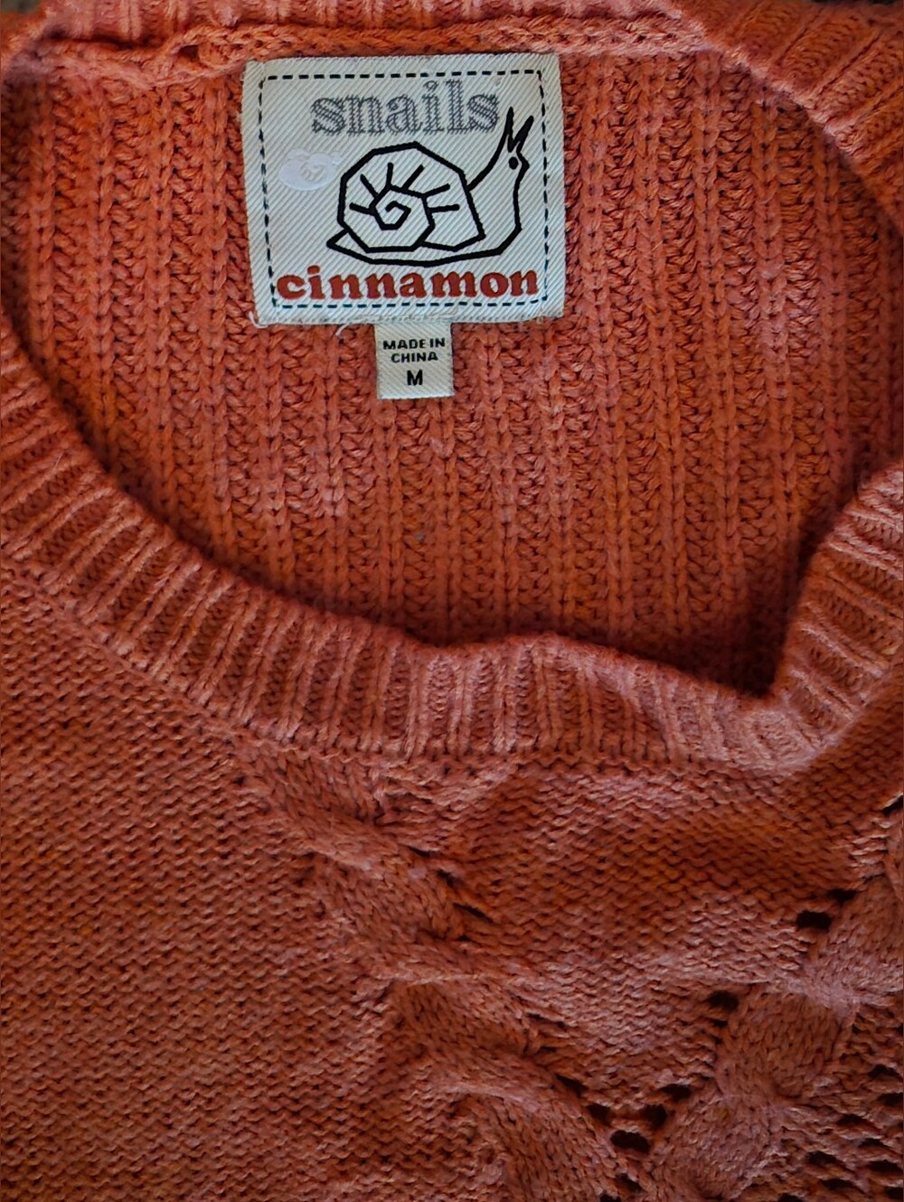 Snails Women's Cable Knit Sweater - Cinnamon Orange